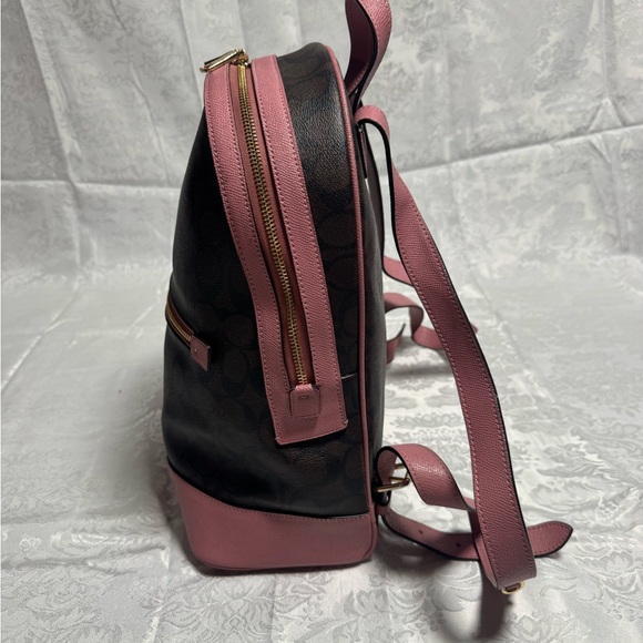 Coach Kenley Brown and Pink Signature Backpack - Picture 2 of 7